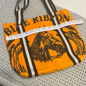 Rebecca Ray Blue Ribbon Orange and Brown Tote Bag
